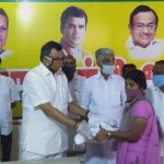 Mr. Karti Chidambaram along with Karaikudi MLA Mr. K R Ramasamy distributed essential items to the physically disabled persons (deaf and dumb) of Karaikudi Town at Karaikudi MP Office on 12.5.2020.