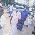 Mr. Karti Chidambaram while distributing essential items to the general public of the Yemaneswaram region of Paramakudi town.