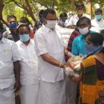 Karti P Chidambaram, on 03.06.2020, distributed essential relief items to the drama artists, nadhaswaram artists, physically challenged and weavers at R.M. Meyyappa Chettiar School at Keelasevalpatti Village.