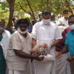 Karti P Chidambaram, on 03.06.2020, distributed essential relief items to the drama artists, nadhaswaram artists, physically challenged and weavers at R.M. Meyyappa Chettiar School at Keelasevalpatti Village.