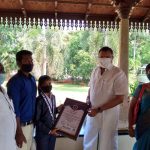 Mr Karti P Chidambaram, MP, Sivaganga, met at his residence in Managiri on 29.10.2020, Selvi M Ragavardhini, (a native of Singampuneri village of Sivaganga), who made world record in Yoga and wished her all the best.