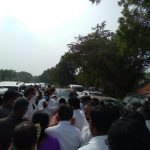 Mr Karti Chidambaram, MP, Sivaganga, while being welcomed by the Congress party members of Muthupatti village of Sivaganga District.