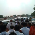 Mr Karti Chidambaram, MP, Sivaganga, while being welcomed by the Congress party members of Muthupatti village of Sivaganga District.