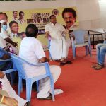 meeting with the Congress DMK Alliance party officials at the election office in Puduvayal Municipality to discuss regarding election related works on 27.03.2021