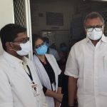 Mr Karti P Chidambaram, MP, Sivaganga, along with Karaikudi MLA, Mr Mangudi, visited the UPHC in Virachillai village in Thirumayam on 28.05.2021 and discussed with the doctors at the centre regarding the Covid treatment related activities and the vaccination drive being conducted at the centre and also distributed medical equipments and accessories to that centre.