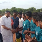 75th Independence day function at Kottayur in Sivaganga District on 14.08.2022 and cheered up the football players.