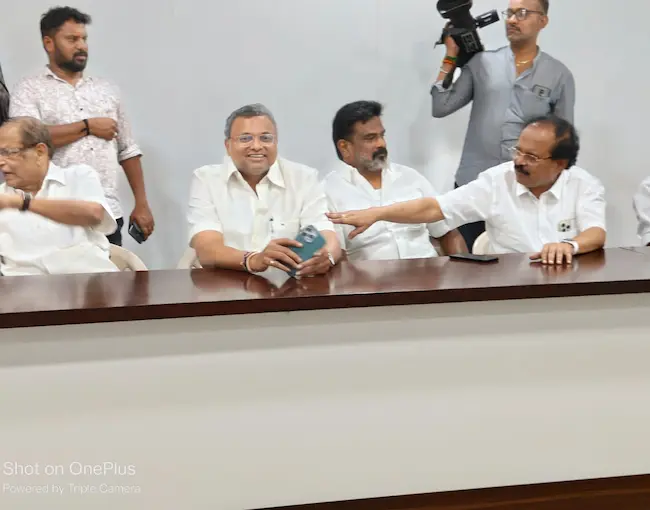 Mr Karti P Chidambaram, Member of Parliament, Sivaganga Constituency, along with the newly appointed INC Tamil Nadu Incharge, Dr Ajoy Kumar, and other important officials of TN Congress party, attended a meeting held at Sathiyamoorthy Bhavan in Chennai on 21.01.2024.