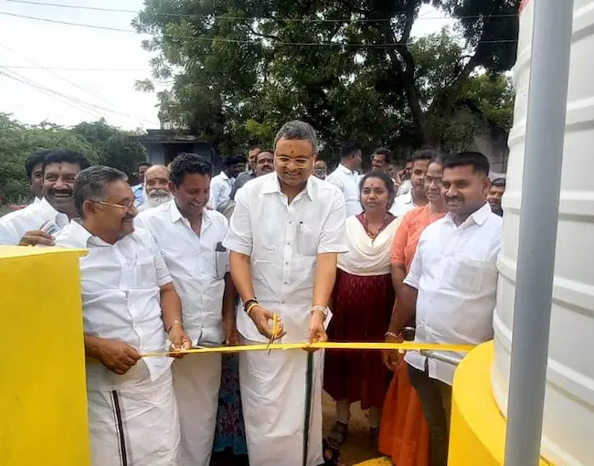 Mr Karti P Chidambaram, Member of Parliament, Sivaganga Constituency, on 02.12.2023, at a Cemetery in Old Saruguni Street, Devakottai, inaugurated the borewell and syntex water tank constructed from the MPLADS allotted to his constituency. The said borewell and syntex water tank has been given for the usage of public of that area.