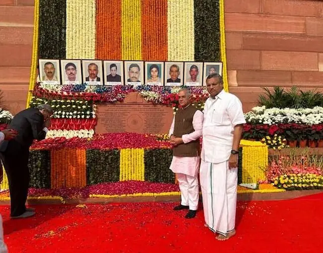 Mr Karti P Chidambaram, Member of Parliament, Sivaganga Constituency, paid floral tribute to the security guards who were martyred during the attack on Parliament in 2001.