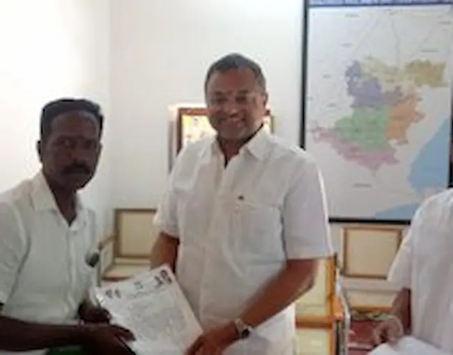 Mr Karti P Chidambaram, Member of Parliament, Sivagangai, while giving away the appointment letters, on 06.03.2023 to the newly appointed @INC committee members in Thirumayam and Alangudi Assembly constituencies of Sivagangai Parliamentary Constituencies. Mr Rama Subburam, Ex MLA of Pudukottai (South) was also seen along with Mr Karti P Chidambaram.