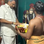 Mr Karti P Chidambaram, Member of Parliament, Sivaganga Constituency, visited Ponmalai Velayudha Swami Temple in Kinathukadavu village on 03.09.2024 and took blessings from the Deity.